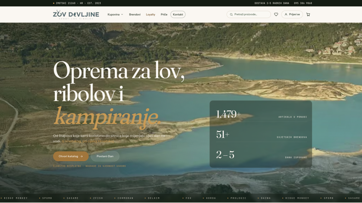 Početni ekran stranice Zov divljine